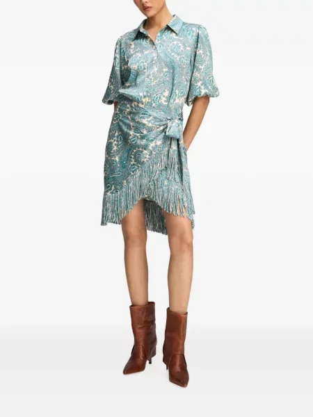 Rochie mini Cinq A Sept cu franjuri albastru