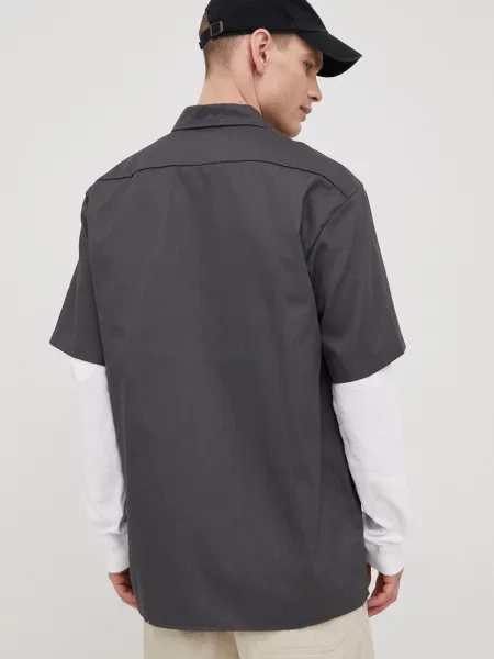 Рубашка Dickies мужская regular классический воротник серый