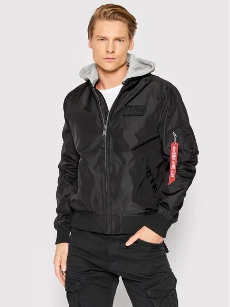Geacă bomber Alpha Industries Inc. cu glugă negru