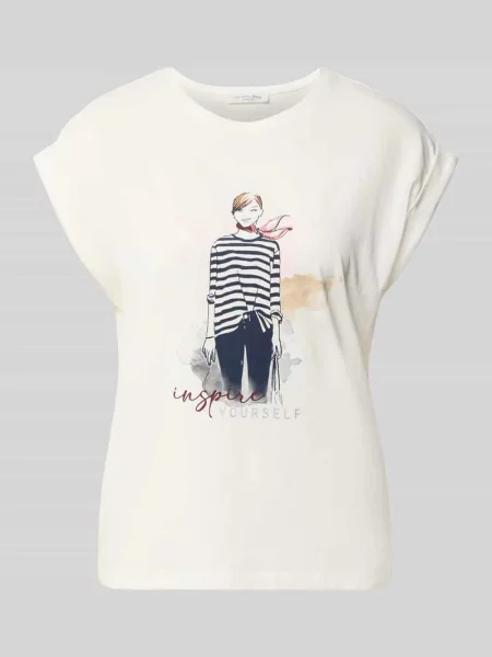 T-shirt z przyszytymi podwinięciami rękawów Christian Berg Woman biała