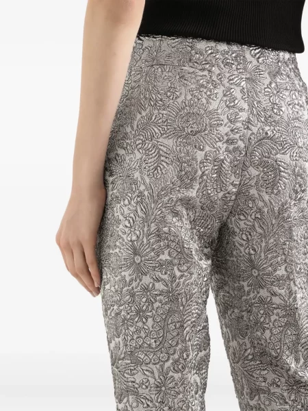 Jacquard hlače Dolce & Gabbana s cvjetnim printom srebrena