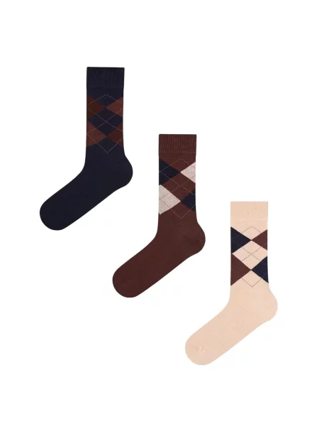 Penti Ponožky PENTI Crew-Socken mit Diamantmuster Espresso mix barev