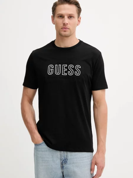 Тениска Guess с принт черно