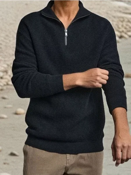 Sinsay Zapinany sweter z kołnierzem czarny