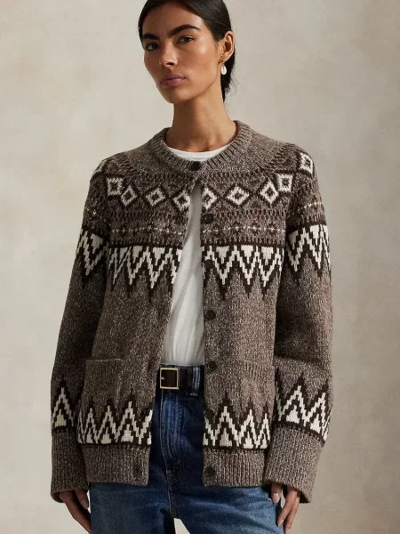 Polo Ralph Lauren cardigan de damă din lână maro