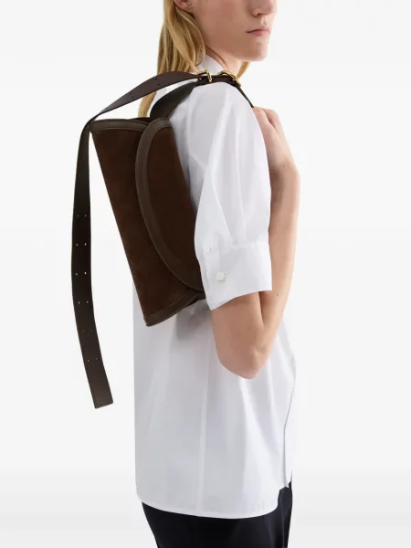 Geantă plic Jil Sander din piele de căprioară maro