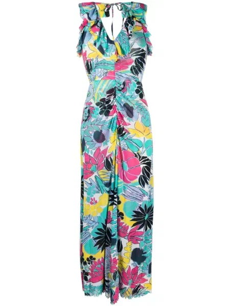 Rochie Dvf Diane Von Furstenberg cu model floral cu imagine de costum albastru