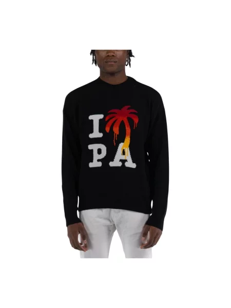 Dzianinowy sweter Palm Angels z długim rękawem czarny
