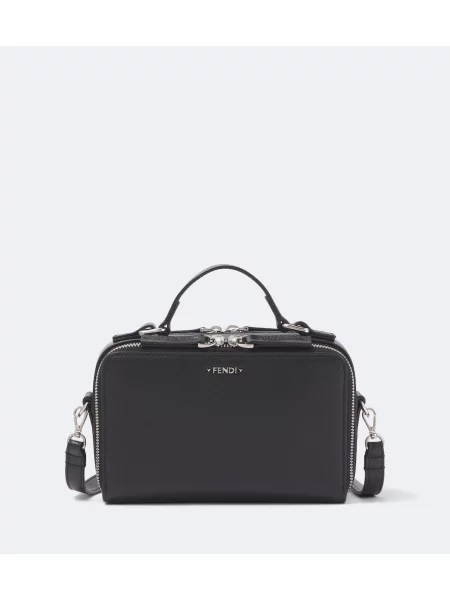 Geantă crossbody Fendi din piele de căprioară negru
