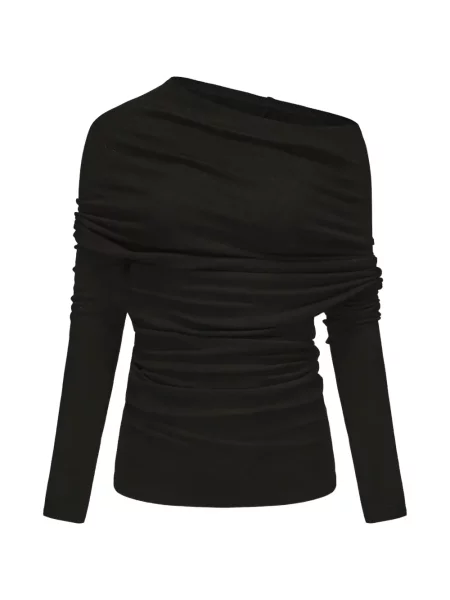 Lung tricou Elywood asimetric drapate negru