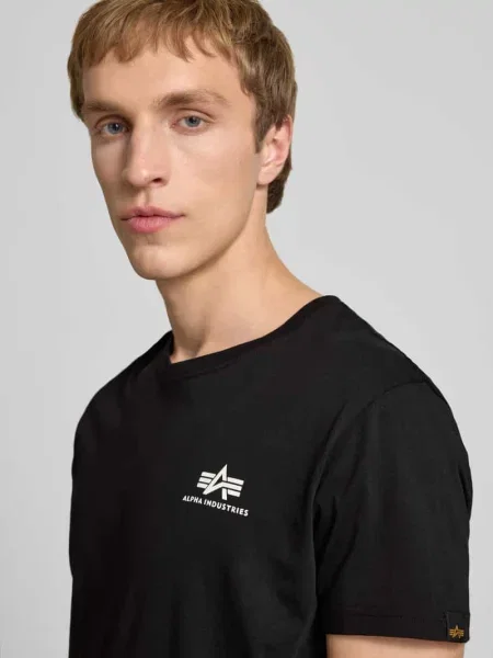 T-shirt z logo i okrągłym dekoltem Alpha Industries czarna
