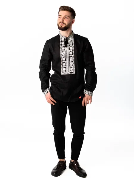 Лляна Вишита сорочка Folk Moda чорний