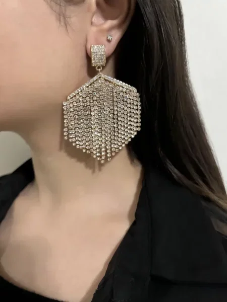 Auskarai Hzmer Jewelry su kristalais auksinė