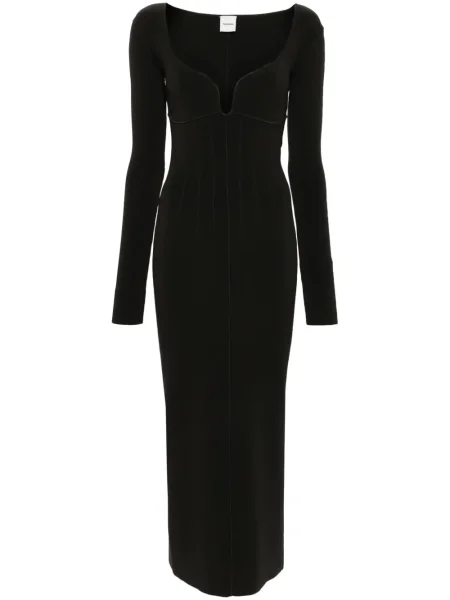 Sukienka midi Nanushka do kolan garniturowa prążkowana czarna