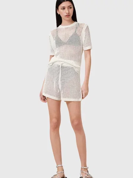 AllSaints pantaloni scurți PALOMA uni high waist alb