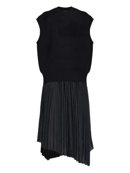 Rochie midi Allsaints plisată până la genunchi de costum negru