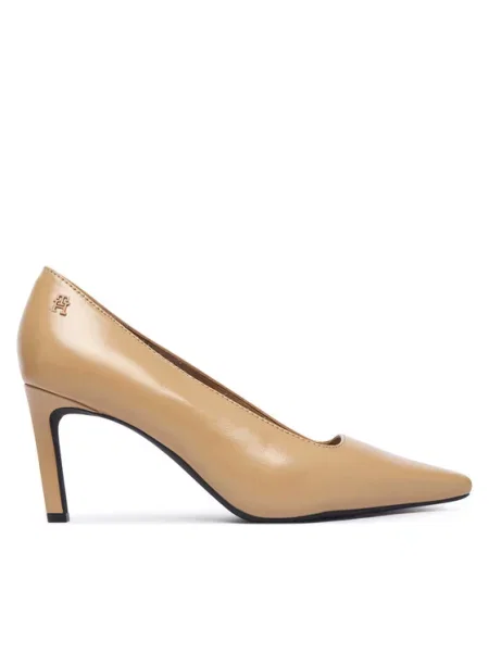 Pantofi cu subțire Tommy Hilfiger Squared Toe High Heel Lth Pump bej