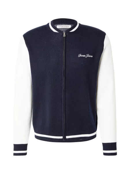 GUESS JEANS Geacă tricotată bleumarin alb