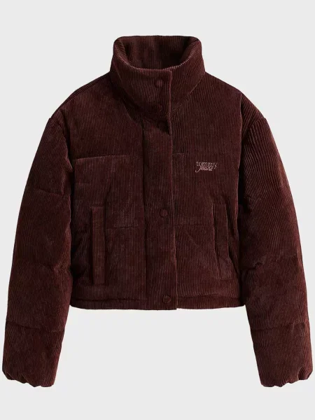 Вельветовая джинсовая куртка Tommy Jeans коричневая