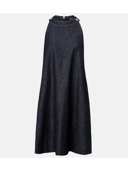 Rochie din denim 's Max Mara cu gât halter albastru
