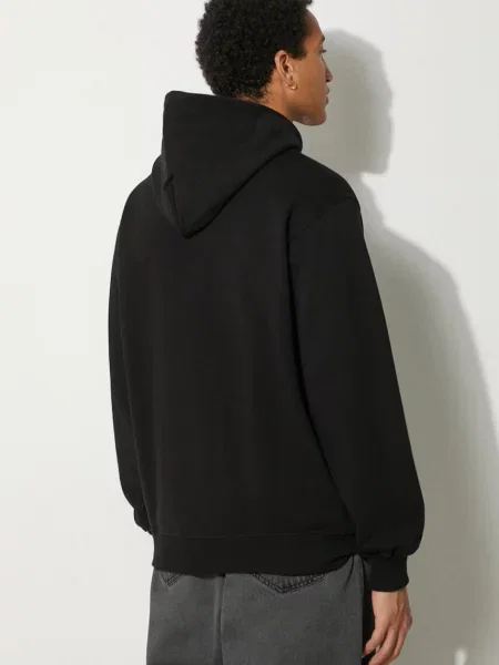 Mikina Drôle de Monsieur Le Hoodie Slogan a Poche Classique černá