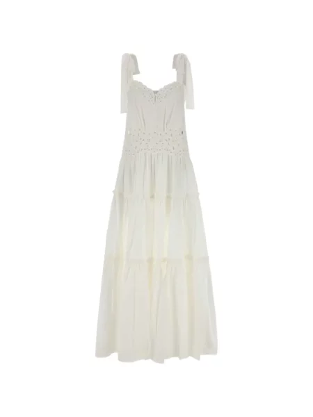 Rochie maxi Chloé cu broderie alb