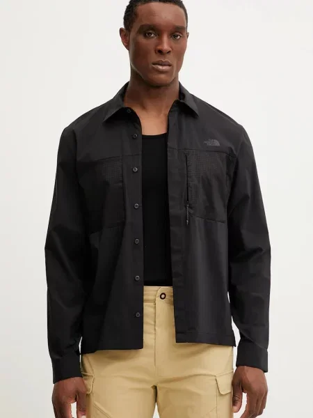 Риза The North Face Lightrange със стандартна кройка с класическа яка черно