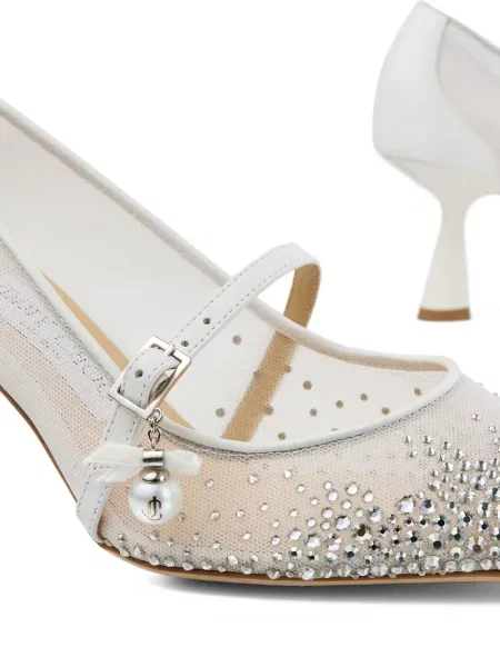 Pantofi cu toc Jimmy Choo plasă alb