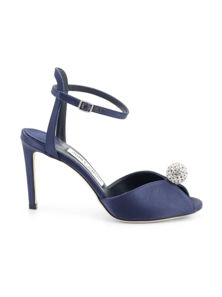 Satynowe sandały Jimmy Choo niebieskie