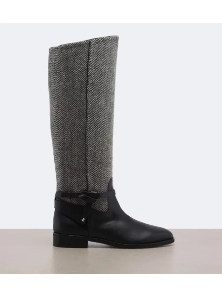 Cizme Jimmy Choo din piele cu model herringbone negru