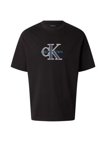 Calvin Klein Jeans Tricou azur / opal / maro închis alb