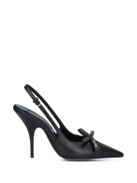 Pantofi cu toc Miu Miu cu funde slingback negru