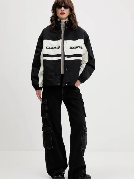 Guess Jeans kurtka przejściowa oversize czarny