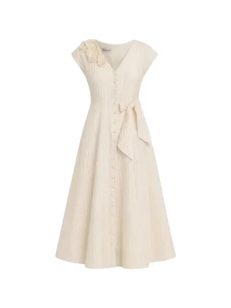 Rochie midi Baruni cu funde cu model floral