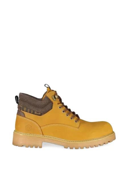Botine Lumberjack cu șireturi din piele galben