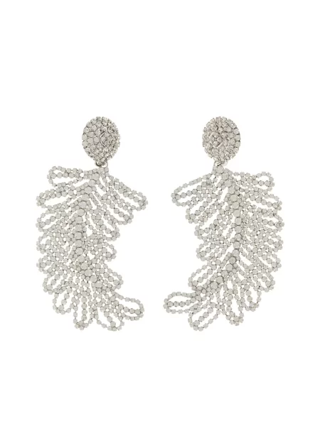 Cercei Alessandra Rich cu pene argintiu