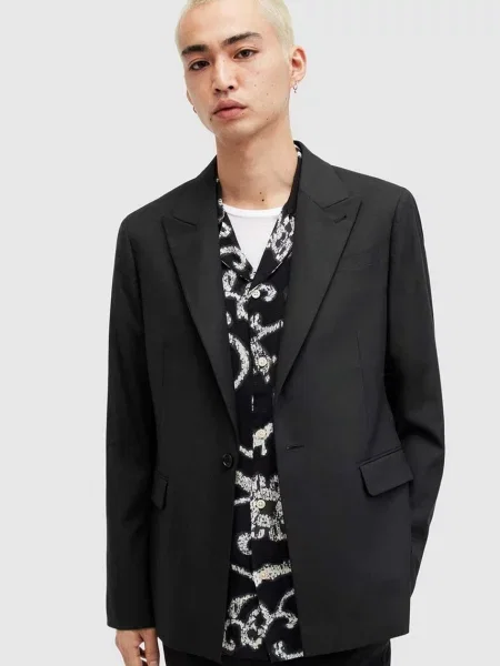 AllSaints sacou din lana Dima negru