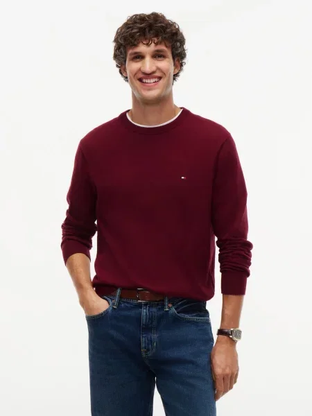 Tommy Hilfiger Sweter Bordowy czerwony