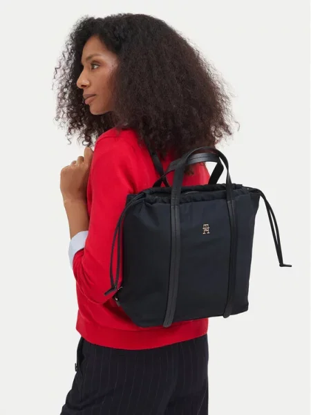 Ruksak Tommy Hilfiger Th Soft Nylon Tote/Backpack Tamnoplava plava