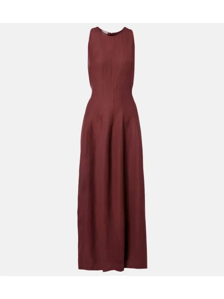 Sukienka midi Brunello Cucinelli w paski do kolan garniturowa bordowa