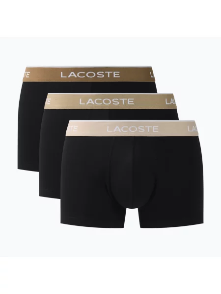 Boxeri pentru bărbați Lacoste 3 pack black/sisal/viennese/cookie negru