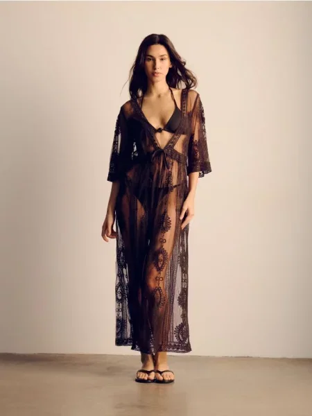 Reserved Rochie de plajă maxi maro-închis maro
