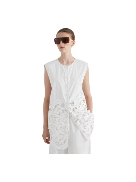 Bluzka Meimeij bez rękawów biała