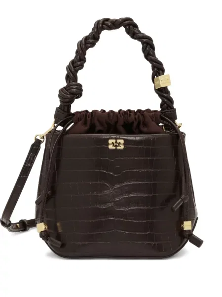 Geantă bucket Ganni maro