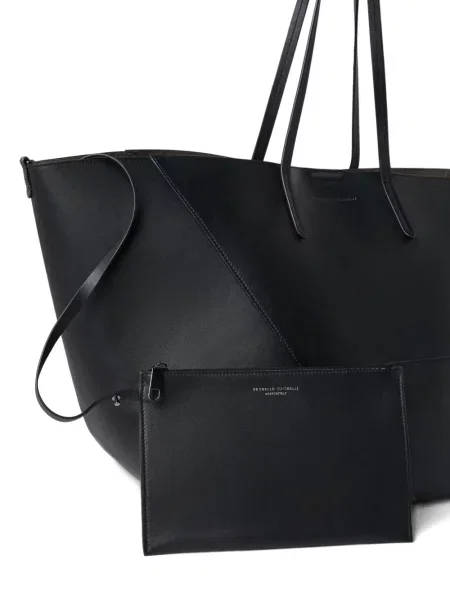 Geantă shopper Brunello Cucinelli din piele negru