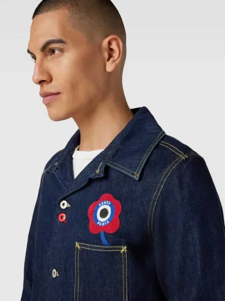 Kurtka jeansowa z wyhaftowanym logo Kenzo granatowa