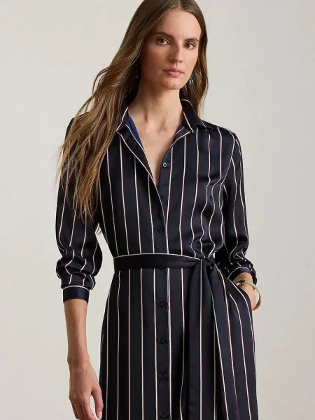 Šaty Lauren Ralph Lauren tmavomodrá midi
