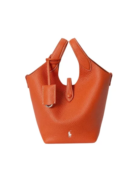 Torebka Polo Ralph Lauren skórzana pomarańczowa