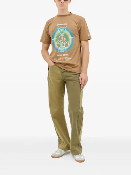 Tricou Space Available cu imagine cu decolteu rotund maro