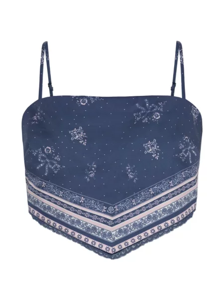 Top Loveshackfancy cu model floral cu imagine albastru